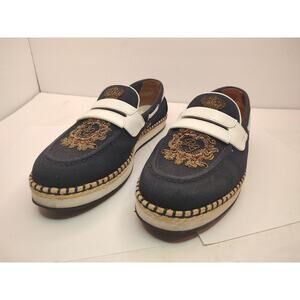 Dolce & Gabbana  Embroidered Crest Loafers Black White Canvas Slip On size 7